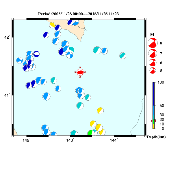 過去に起きた地震のＣＭＴ解
