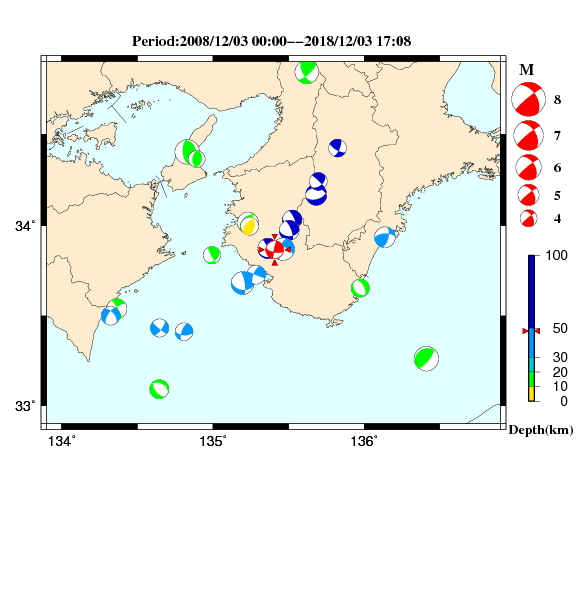 過去に起きた地震のＣＭＴ解