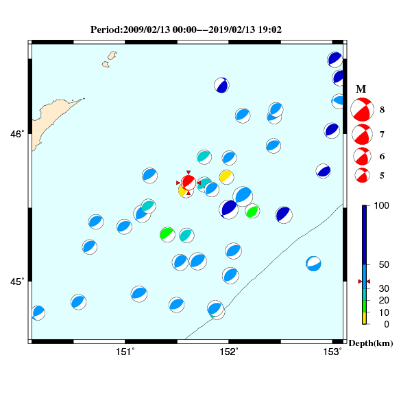 過去に起きた地震のＣＭＴ解