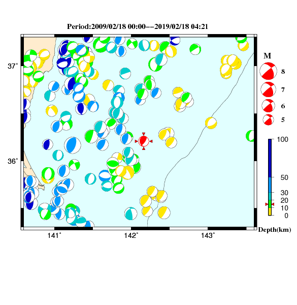 過去に起きた地震のＣＭＴ解