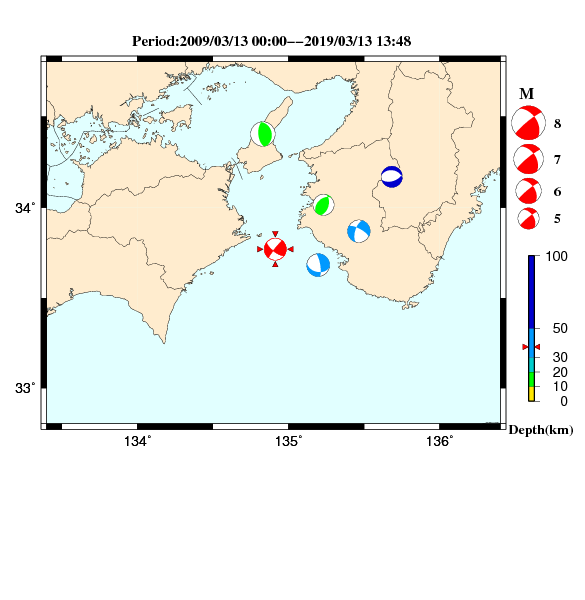 過去に起きた地震のＣＭＴ解