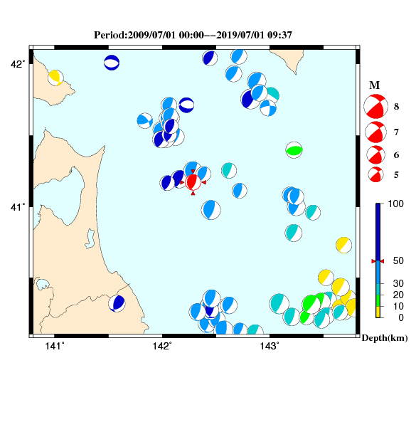 過去に起きた地震のＣＭＴ解