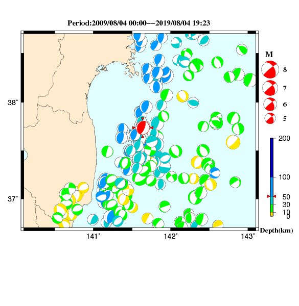 過去に起きた地震のＣＭＴ解