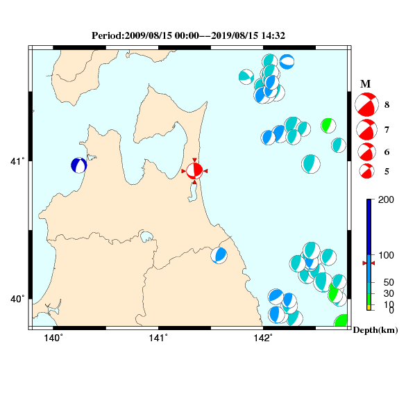 過去に起きた地震のＣＭＴ解