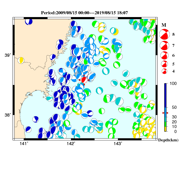過去に起きた地震のＣＭＴ解