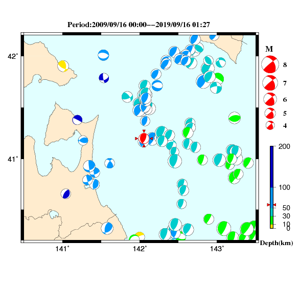 過去に起きた地震のＣＭＴ解