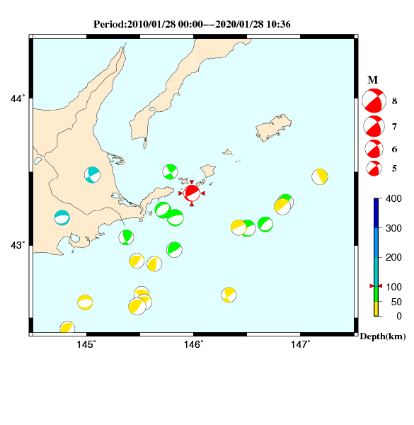 過去に起きた地震のＣＭＴ解