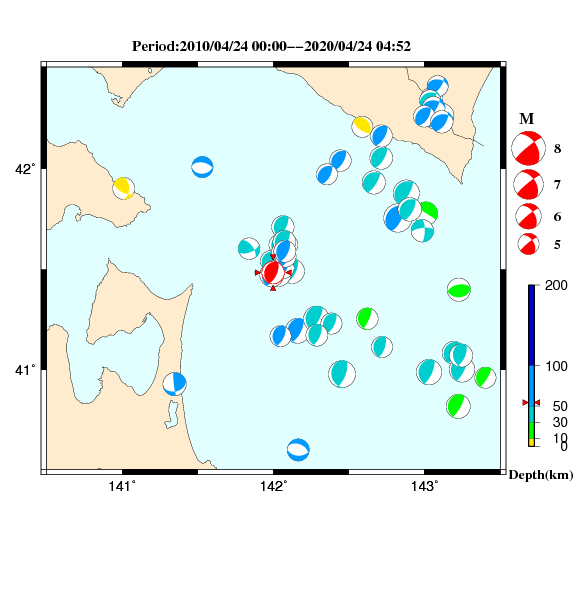 過去に起きた地震のＣＭＴ解