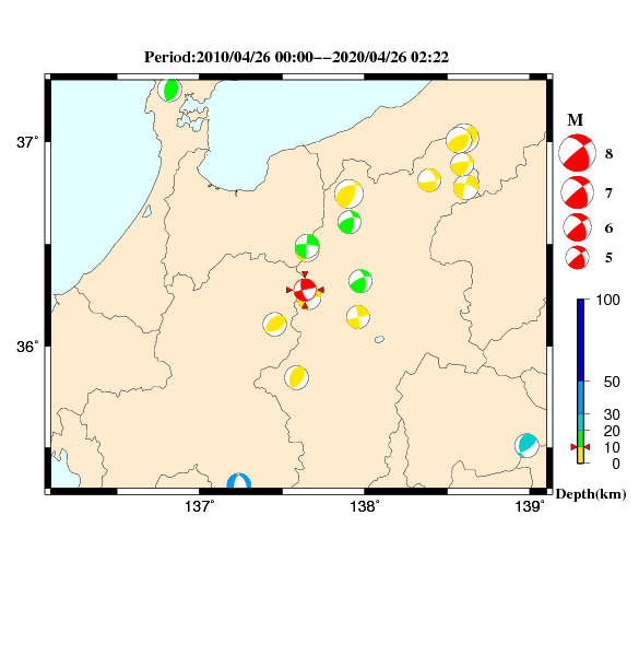 過去に起きた地震のＣＭＴ解