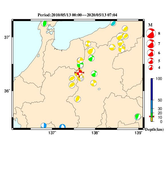 過去に起きた地震のＣＭＴ解