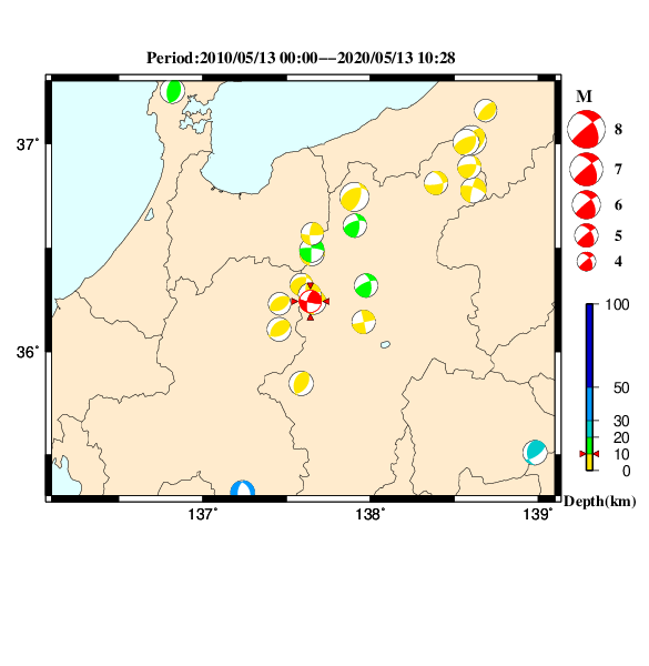 過去に起きた地震のＣＭＴ解
