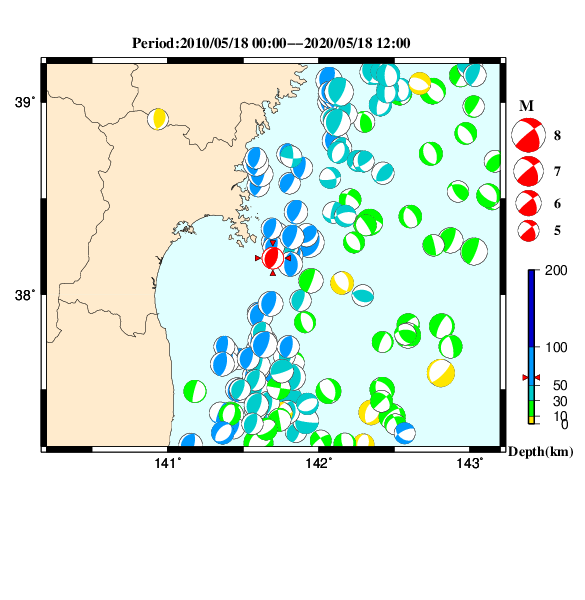 過去に起きた地震のＣＭＴ解
