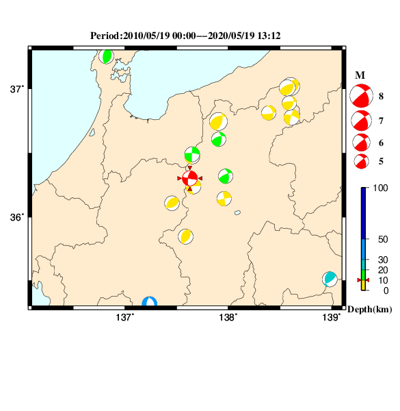 過去に起きた地震のＣＭＴ解