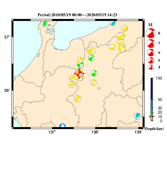 過去に起きた地震のＣＭＴ解