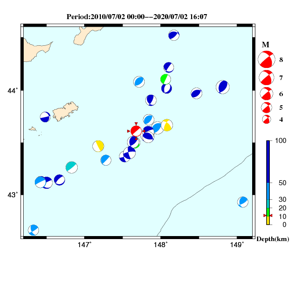 過去に起きた地震のＣＭＴ解