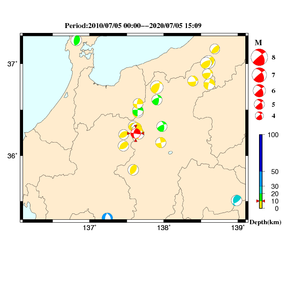 過去に起きた地震のＣＭＴ解