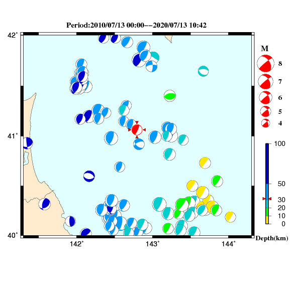 過去に起きた地震のＣＭＴ解