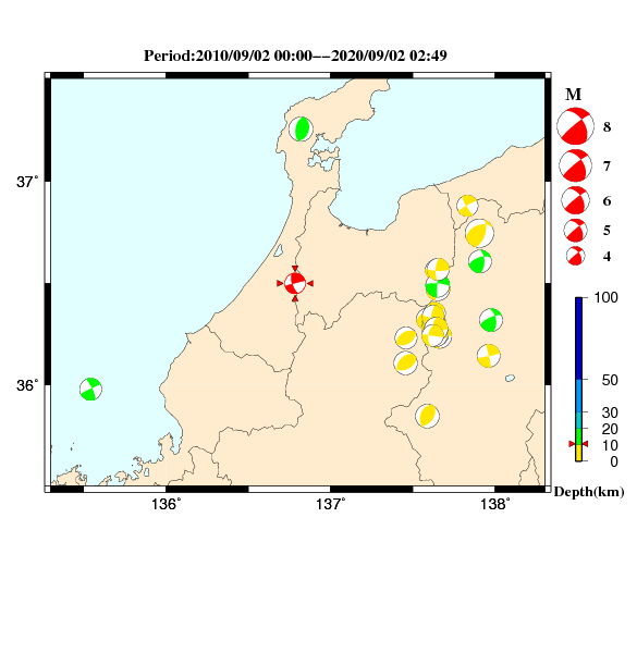 過去に起きた地震のＣＭＴ解