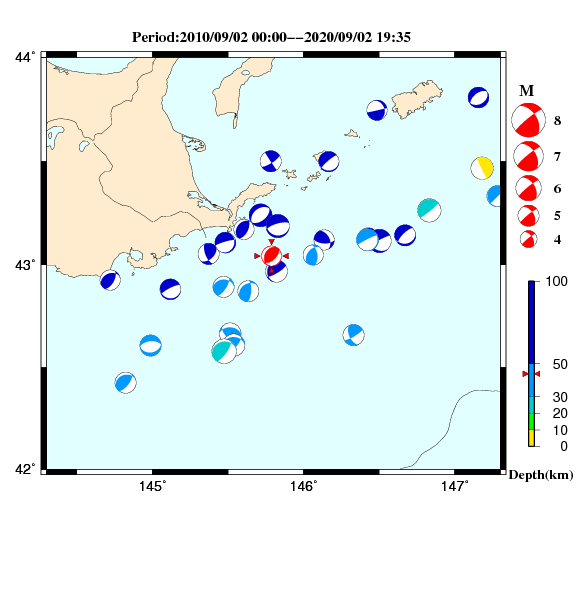 過去に起きた地震のＣＭＴ解