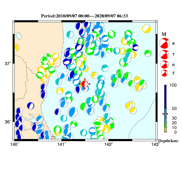 過去に起きた地震のＣＭＴ解