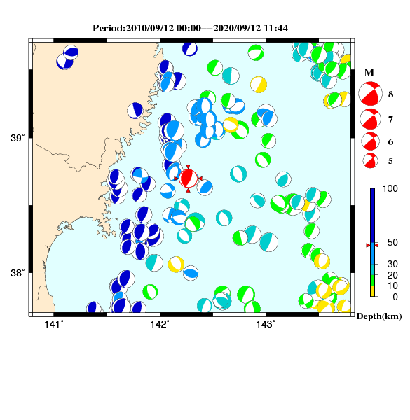 過去に起きた地震のＣＭＴ解