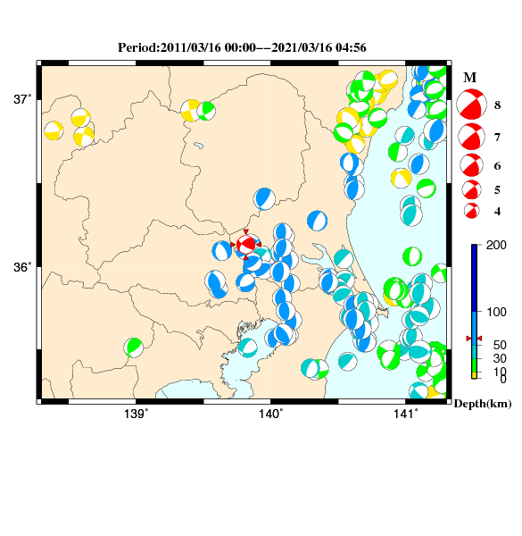 過去に起きた地震のＣＭＴ解