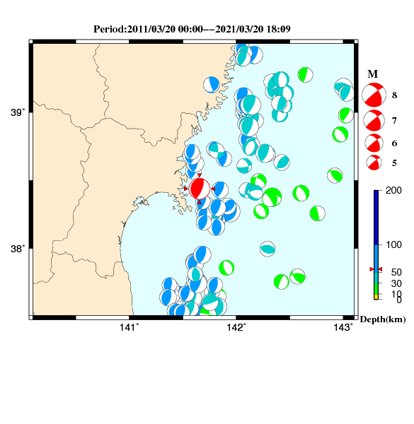 過去に起きた地震のＣＭＴ解