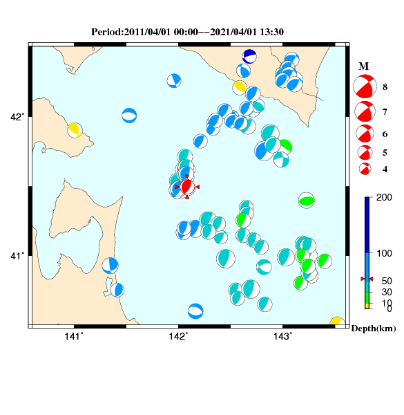 過去に起きた地震のＣＭＴ解