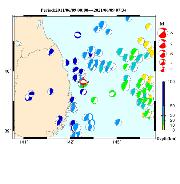 過去に起きた地震のＣＭＴ解