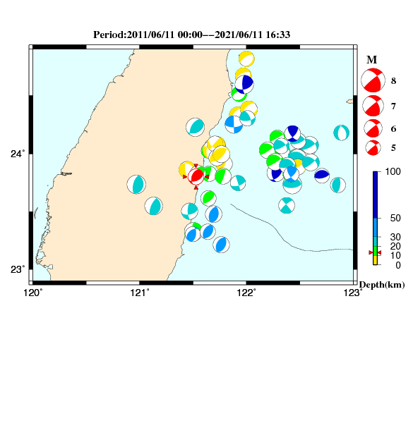 過去に起きた地震のＣＭＴ解