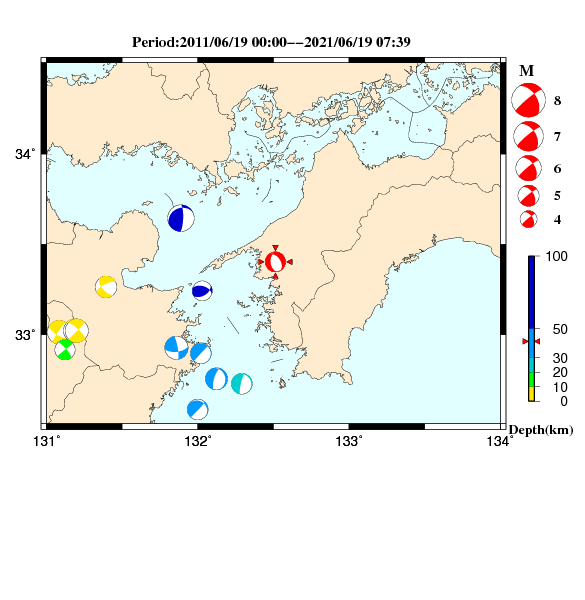 過去に起きた地震のＣＭＴ解