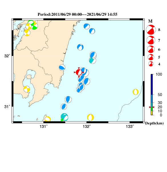 過去に起きた地震のＣＭＴ解