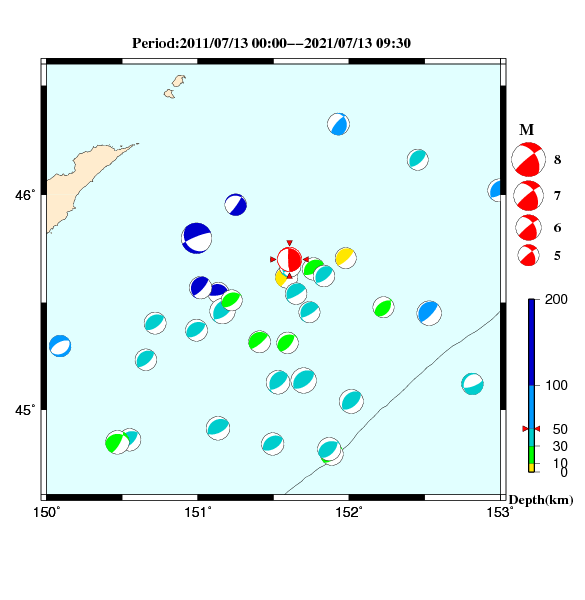 過去に起きた地震のＣＭＴ解