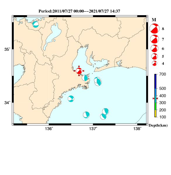 過去に起きた地震のＣＭＴ解