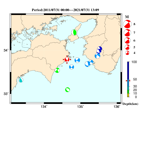 過去に起きた地震のＣＭＴ解
