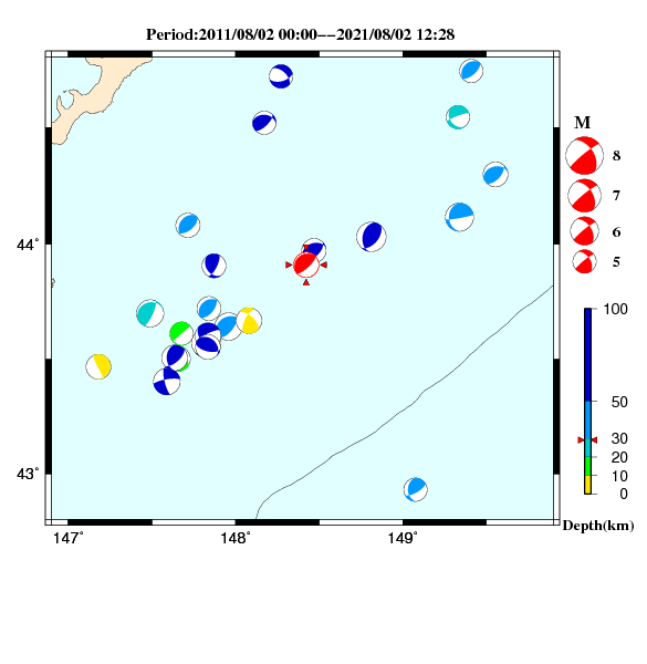 過去に起きた地震のＣＭＴ解