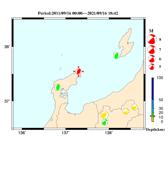 過去に起きた地震のＣＭＴ解