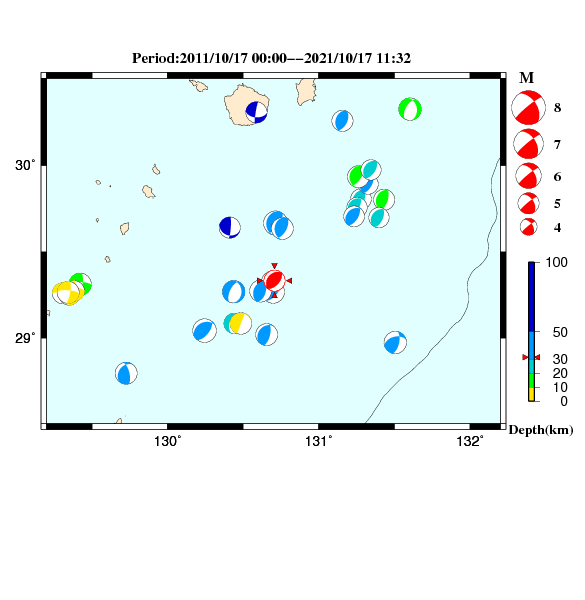 過去に起きた地震のＣＭＴ解