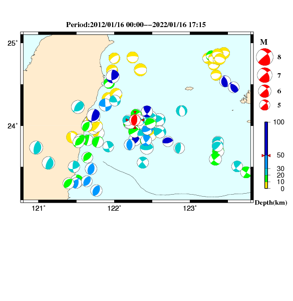 過去に起きた地震のＣＭＴ解