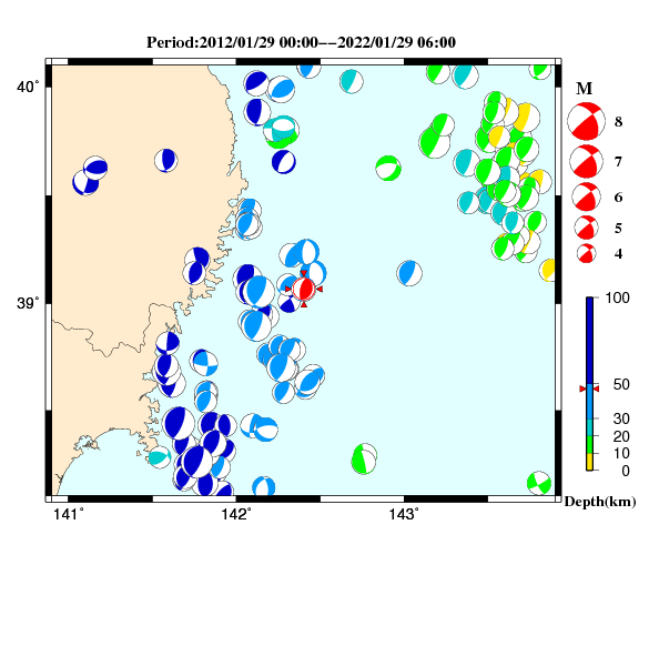 過去に起きた地震のＣＭＴ解