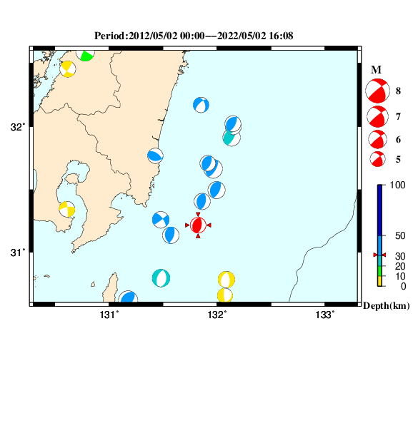 過去に起きた地震のＣＭＴ解