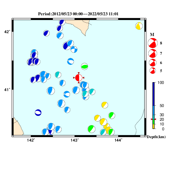 過去に起きた地震のＣＭＴ解