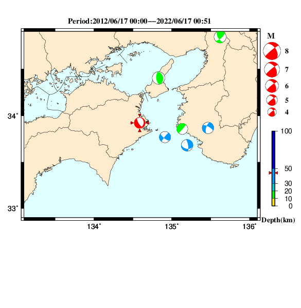 過去に起きた地震のＣＭＴ解