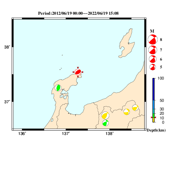 過去に起きた地震のＣＭＴ解