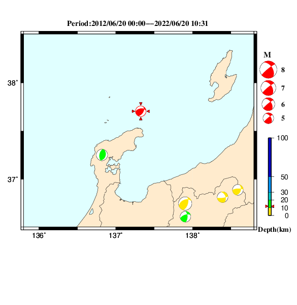 過去に起きた地震のＣＭＴ解