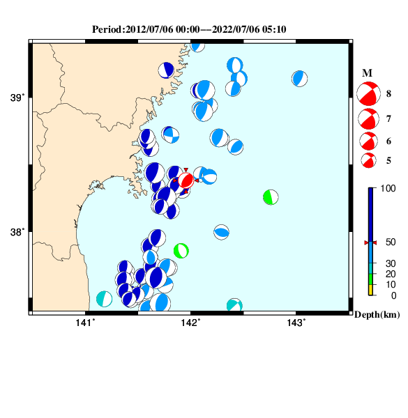過去に起きた地震のＣＭＴ解