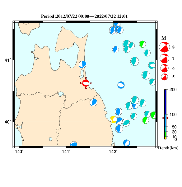 過去に起きた地震のＣＭＴ解