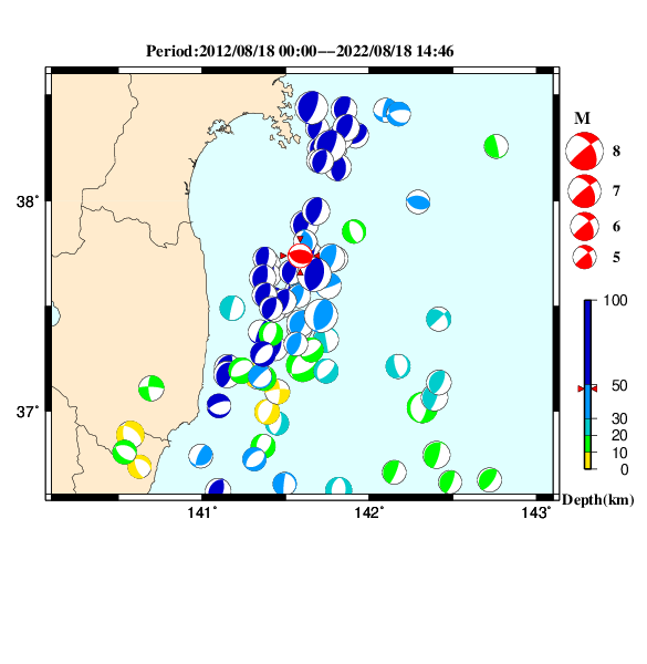過去に起きた地震のＣＭＴ解