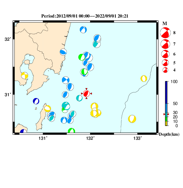 過去に起きた地震のＣＭＴ解