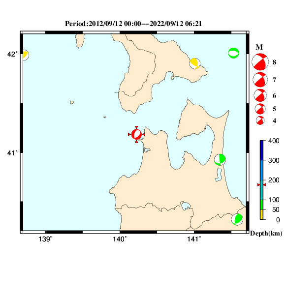 過去に起きた地震のＣＭＴ解